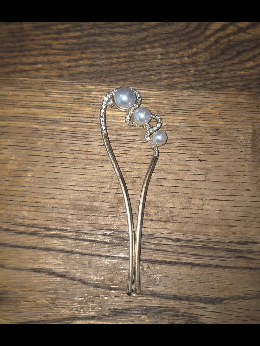 Gold Pearl & Crystal Hair Pin - Elegant Women's Hair Accessory